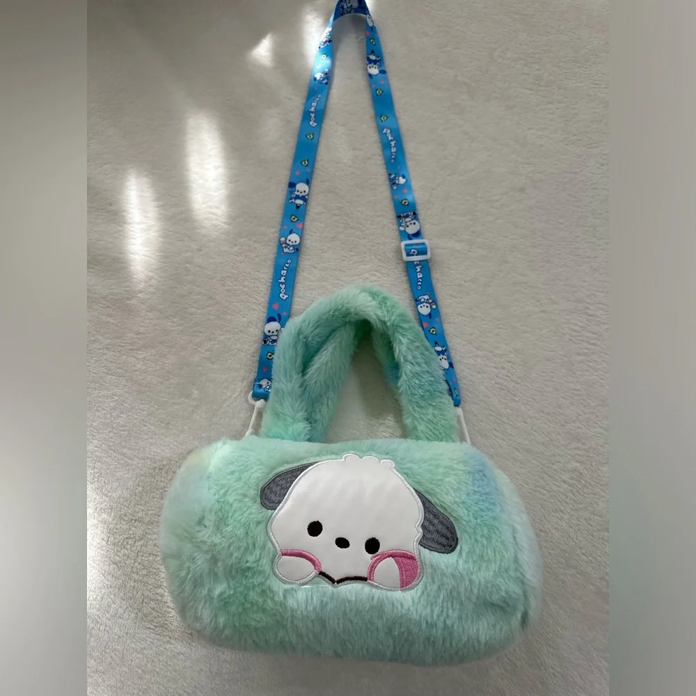 NWOT Sanrio Fuzzy Plush Pochacco Shoulder Bag/Crossbody Purse